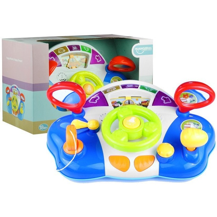 LEAN TOYS Interaktív kormánykerék gyerekeknek, 7 hanggal, 35x14x24cm