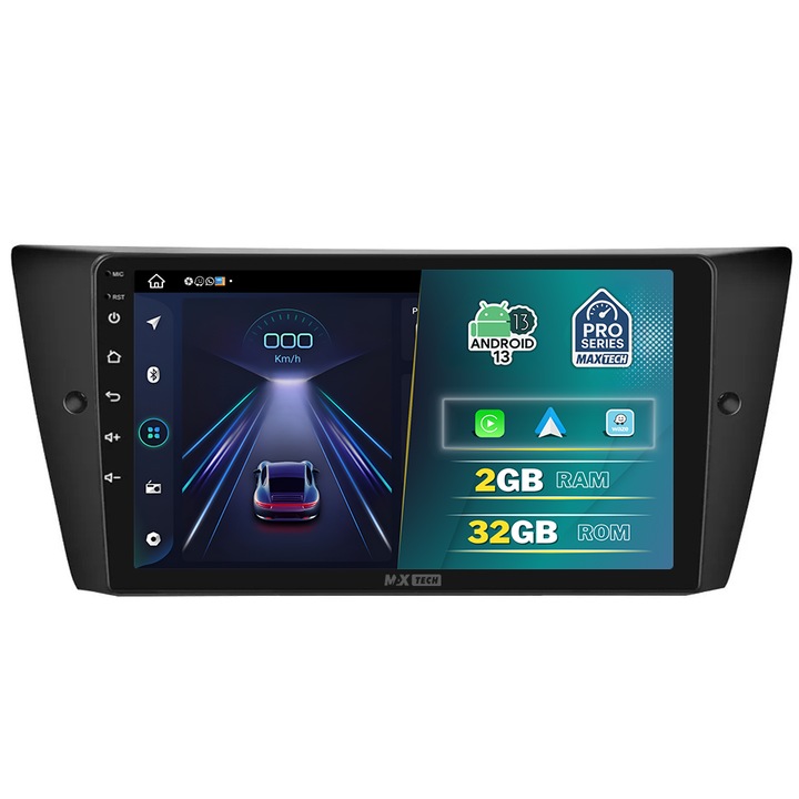 Navigatie BMW Seria 3 E90, E91, E92, E93 2004-2013 dedicata, MaxTech® PRO SERIES, 2 GB Ram 32 GB Rom, Carplay & Android auto, Ecran 9 ” HD Touch, GPS, Wifi, Bluetooth, Radio, USB, EQ, DSP, Waze