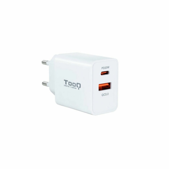 Incarcator Wall TooQ TQWC-2SC04WT, 20 W, 2 porturi USB, alb