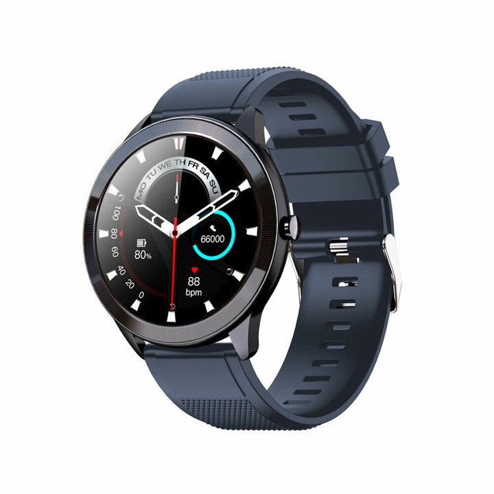 Smartwatch, SPC, monitorizare ritm cardiac, negru