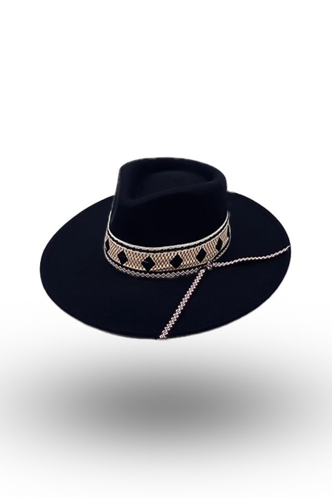 Palarie fedora accesorii funie culoare - negru