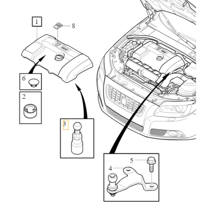 Motortakaró tartócsavar, Volvo, 30731216, új