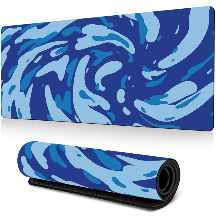 Mousepad, AYSTOAYS®, Suprafata Textila, Baza Cauciucata Anti-Alunecare, margini cusute, Pentru Gaming, Birou, Office, 800x300x3mm, Albastru