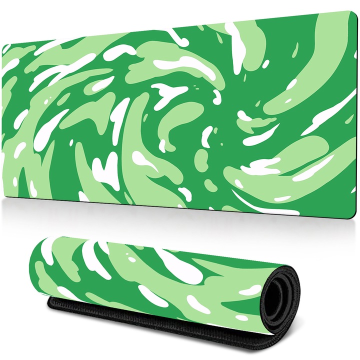 Mousepad, AYSTOAYS®, Suprafata Textila, Baza Cauciucata Anti-Alunecare, margini cusute, Pentru Gaming, Birou, Office, 800x300x3mm, Verde
