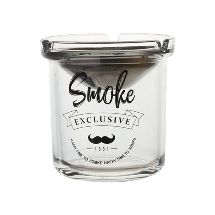 Пепелник от неръждаема стомана и стъкло, коничен дизайн, устойчив на топлина, за вътрешна и външна употреба, TNEAYWHE