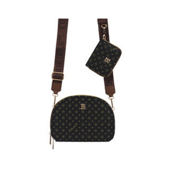 Briciole női táska, crossbody pénztárca tokkal, ökológiai, fekete, közepes méretű