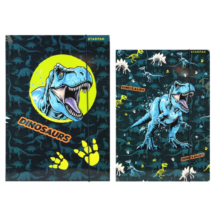 Mapa A4 cu elastic Starpak, dinozauri, laminata, pentru copii 3+