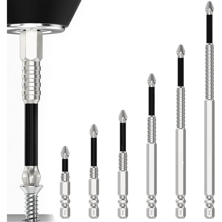 Set de biti de surubelnita cu surubelnita magnetica inalta, 2025 New Anti Slip Magnetic Electric Screwdriver Set Alloy Steel for Impact Driver, Upgrade Strong Magnetic Durability Screwdriver Drill Bit Set (1Set)