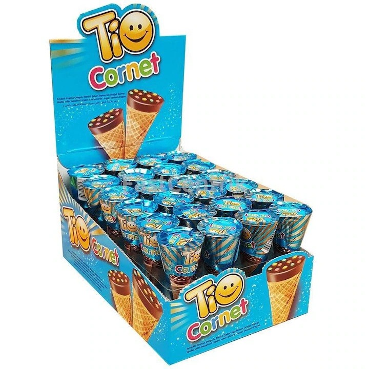 Napolitane Tio Cornet cu crema de alune si drajeuri colorate de zahar, 24x 25gr