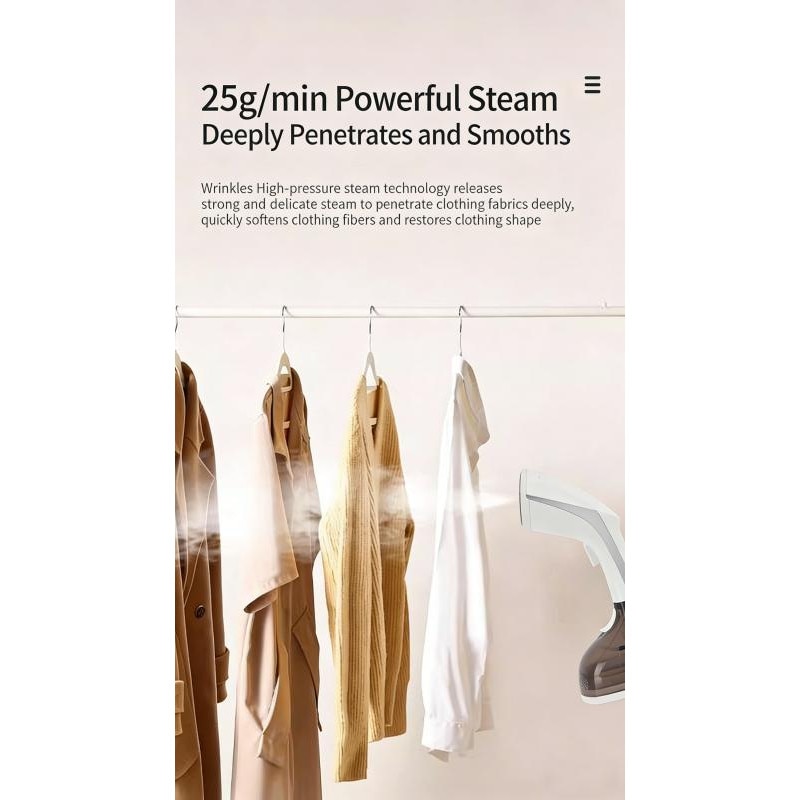 Aparat de calcat cu abur ALLFYL, portabil, rezervor de apa detasabil 8.45 oz, 1500W, incalzire rapida 30 secunde, accesorii pentru tesaturi