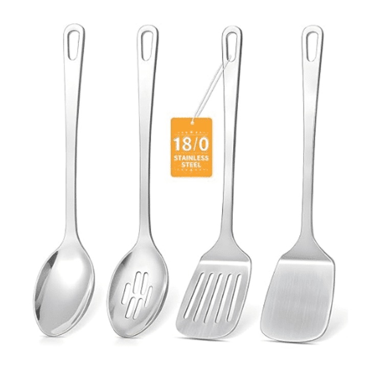 Set 4 ustensile bucatarie, ALLFYL, Inox, Profesional, Argintiu