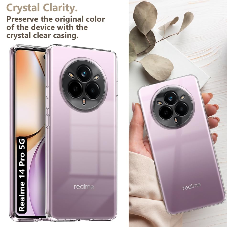 BestCase® Husa Clear Silicon 2MM pentru Realme 14 Pro 5G, Antisoc, Protectie Camera, Transparent