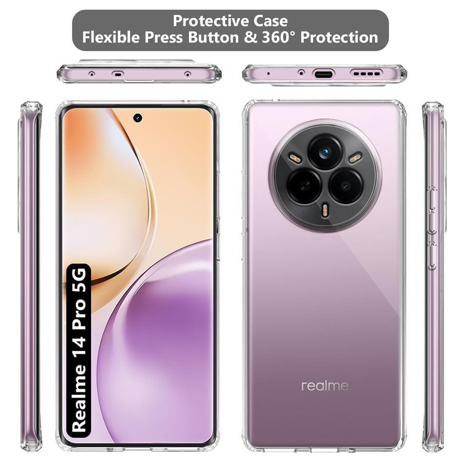 BestCase® Husa Clear Silicon 2MM pentru Realme 14 Pro 5G, Antisoc, Protectie Camera, Transparent