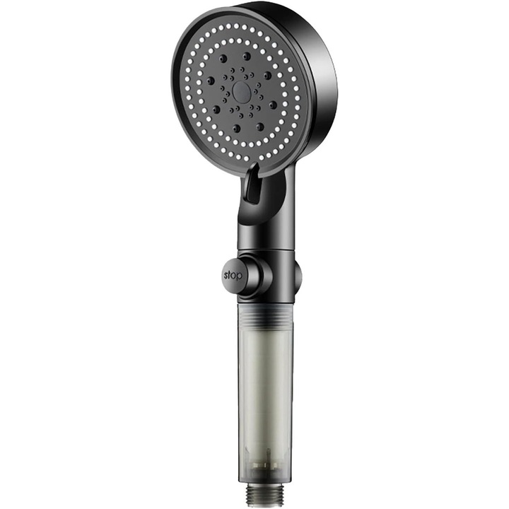 Para de dus cu presiune mare XINGGUI, 5 moduri de pulverizare, filtru de carbon, negru