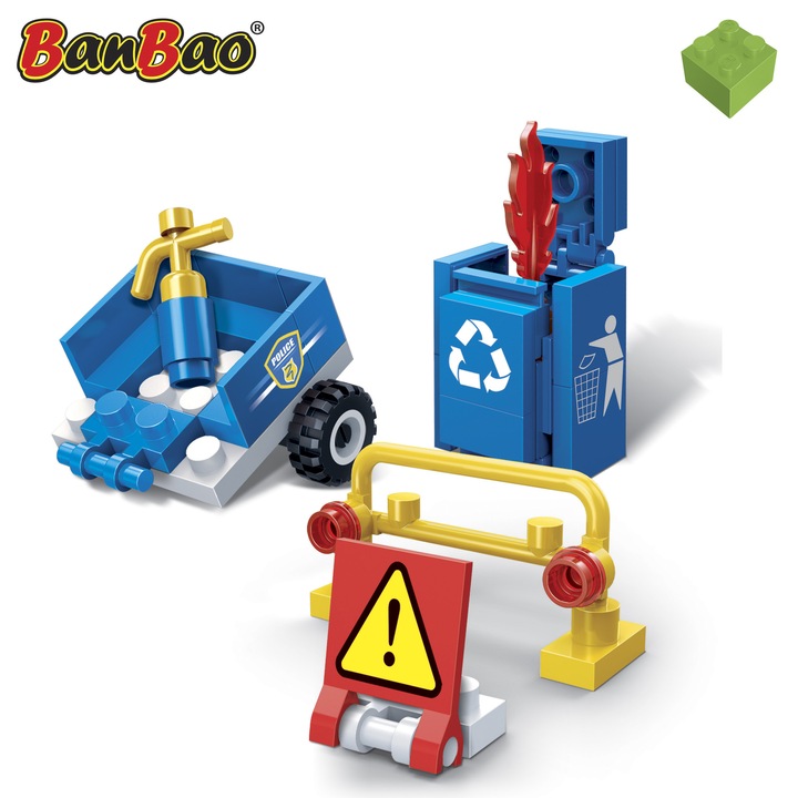Mini Constructor BanBao, politie, 30 de piese, multicolor