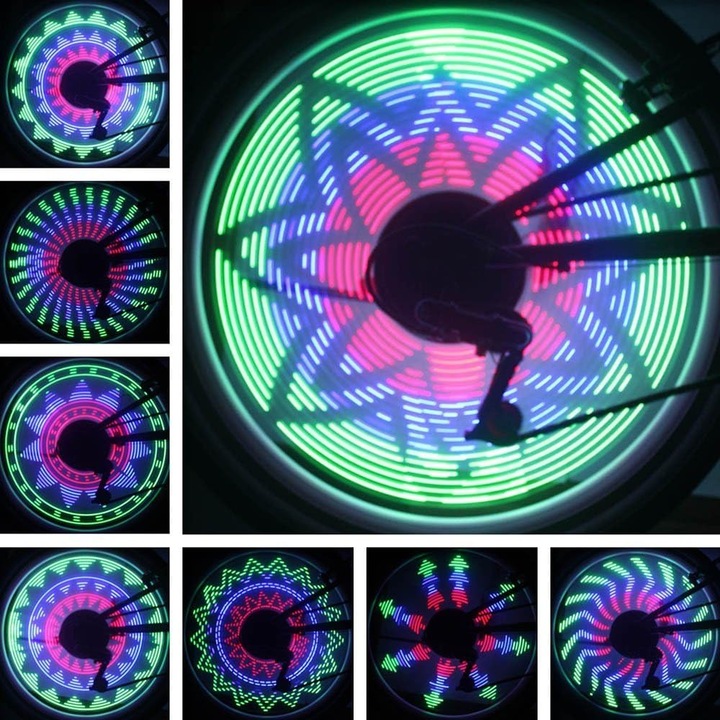 LED kerékpárlámpa dinamikus RGB fénnyel, univerzális kompatibilitással – 16 SMD
