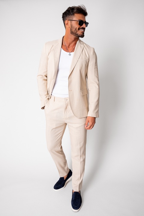 Costum Ralph din IN sacou si pantalon lung Beige New 16851, Bej