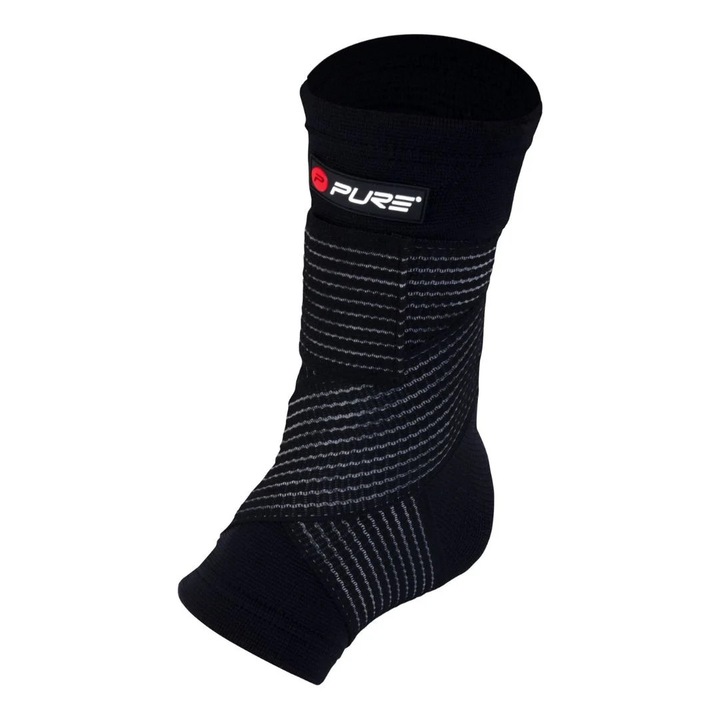 Pure 2 Improve kötött bokarögzítő – S méret, Fekete, Tépőzáras rugalmas szalag