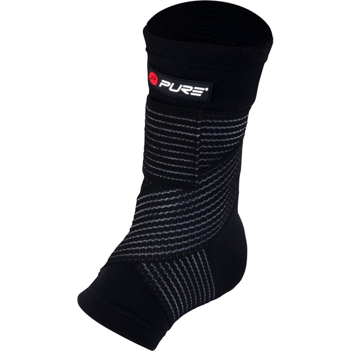 Orteza pentru Glezna Tricotat Pure 2 Improve – Marimea XL | Negru | Banda Elastica cu Velcro