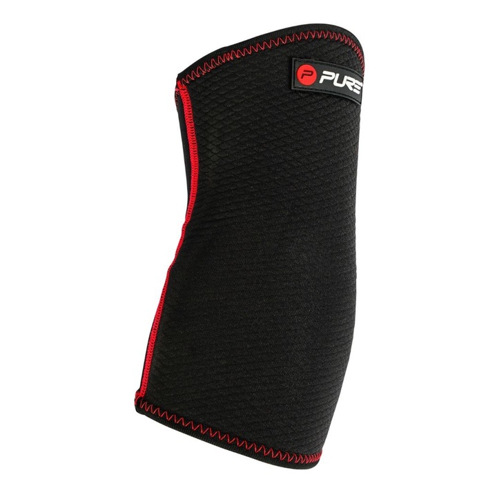 Orteza pentru Cot din Neopren Pure 2 Improve – Marimea XL | Negru cu Cusaturi Rosii