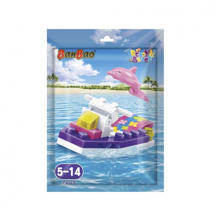 Mini Constructor, BanBao, Barca cu motor, 23 de piese