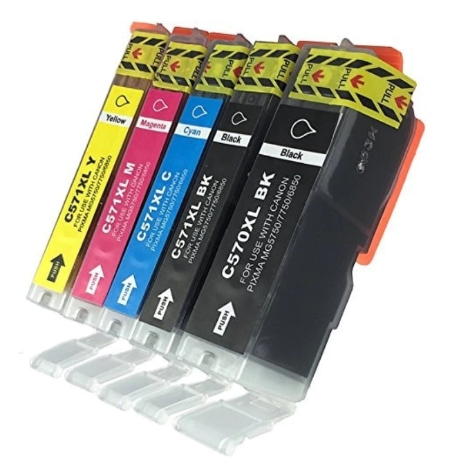 570XL 571XL Set 5 cartuse compatibile Canon PGI570XL / CLI571XL pt. imprimante Canon PIXMA MG5750, Canon PIXMA MG5750BK, Canon PIXMA MG5751, Canon PIXMA MG5751WH (2*Black,1*Cyan,1*Magenta,1*Yellow)