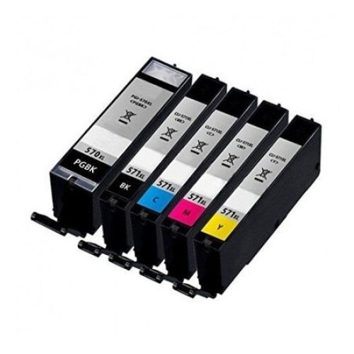 570XL 571XL Set 5 cartuse Compatibile Canon PGI570XL CLI571XL pentru imprimante Canon PIXMA MG7752, Canon PIXMA MG7752RD, Canon PIXMA MG7753 (2*Black, 1*Cyan, 1*Magenta, 1*Yellow)