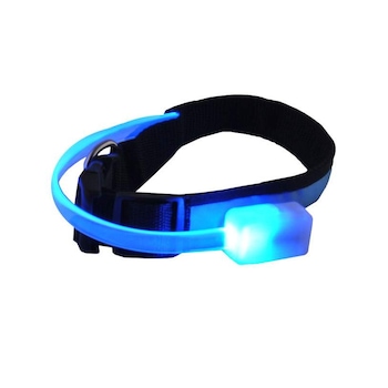 Zgarda pentru Caini Reglabila cu Lumini LED, Marime M Zgarda pentru Caini Reglabila cu Lumini LED, Marime M