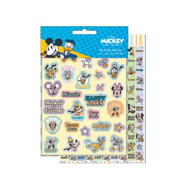 600 darabos Mickey egér Disney matrica készlet, sárga