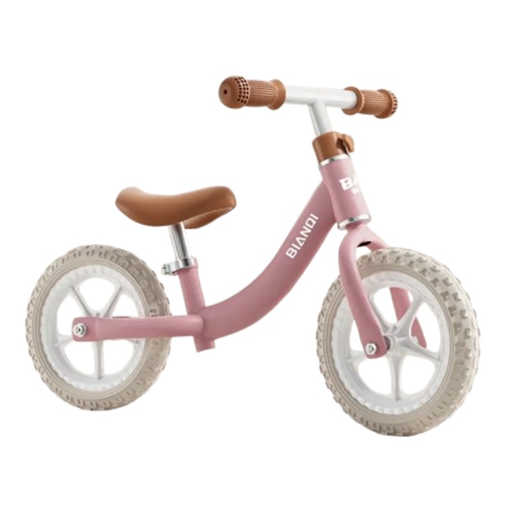 Futóbicikli pedálok nélkül, állítható kormány, puha nyereg, csúszásgátló markolatok, 12"-os EVA hab kerekek, maximális teherbírás 35 kg, rózsaszín