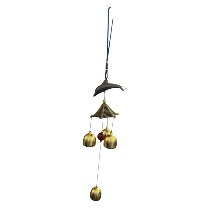 GOBI® Szélcsengő DELFIN-nel és 4 csengővel (2,5 átmérőjű), kód: CV13, méretek: kb. 45 cm