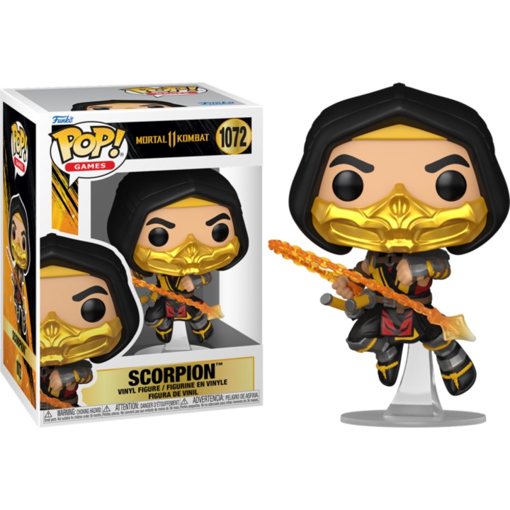 Figurina Funko POP! Scorpion, Mortal Kombat 11, 9cm, pentru colectionari, 14+
