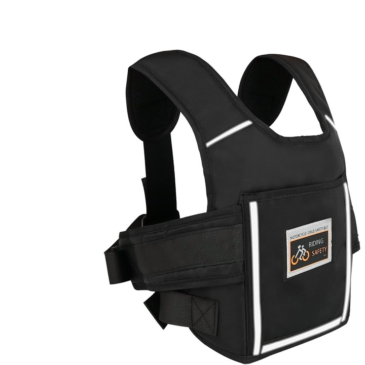 WALALLA gyermek biztonsági hám, állítható, légáteresztő anyag, fekete, 73-169cm