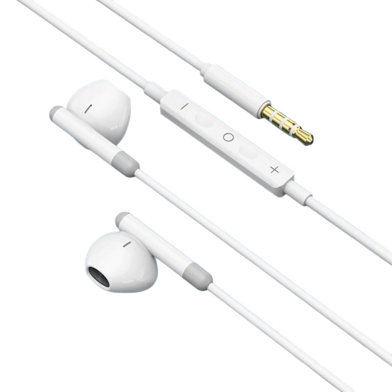 Casti cu fir, model L6, sunet HiFi, design ergonomic, alb, 1.2m