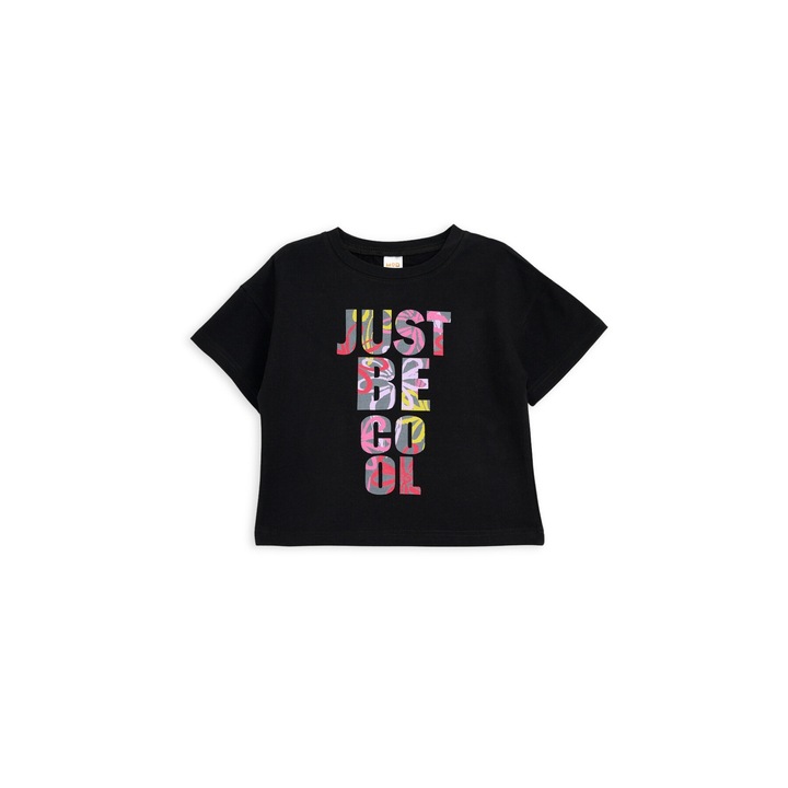 Set de vara fete, MODJEANS, tricou cu imprimeu, pantaloni largi, multicolor, 95% bumbac, 5% elastan
