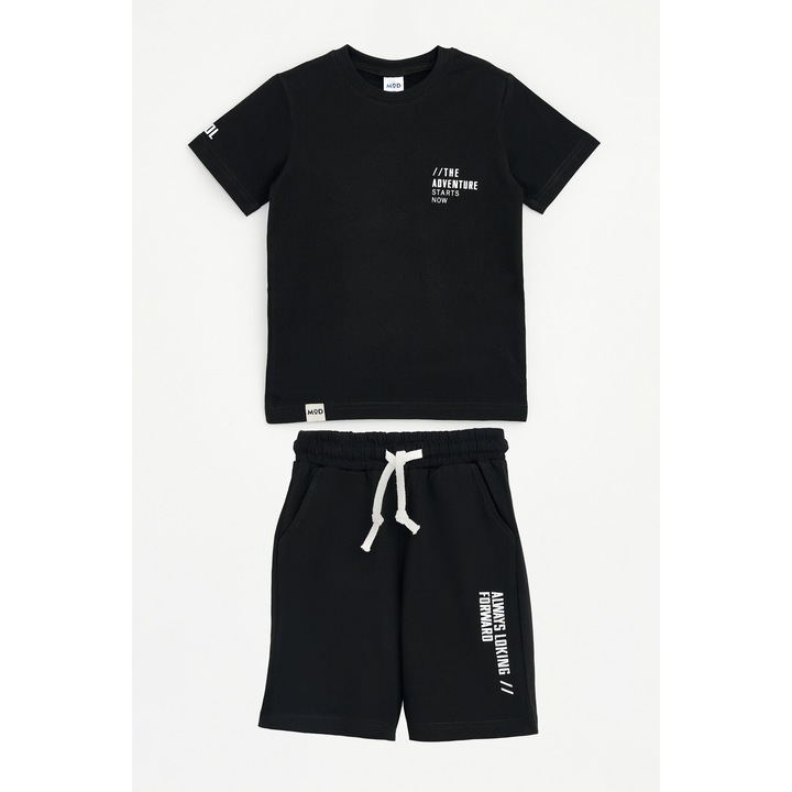 Set compleu vara MODJEANS, bumbac, negru, imprimeu urban, pentru copii 3-7 ani