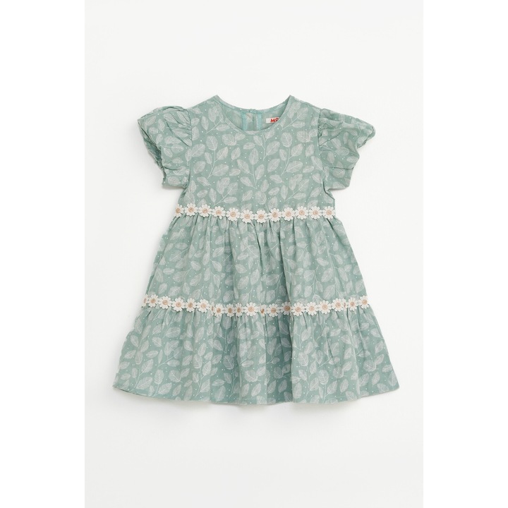 Rochie MODJEANS, cu maneci bufante, bumbac, verde