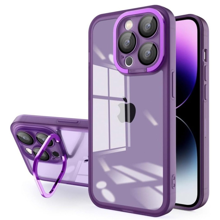 FlexiDock tok Samsung Galaxy A53 5G-hez, integrált tartókonzol, kameravédelem, megerősített sarkok, emelt szélek, precíz kivágások, könnyen hozzáférhető gombok, könnyen használható, csúszásgátló, kameravédelem nélkül, lila