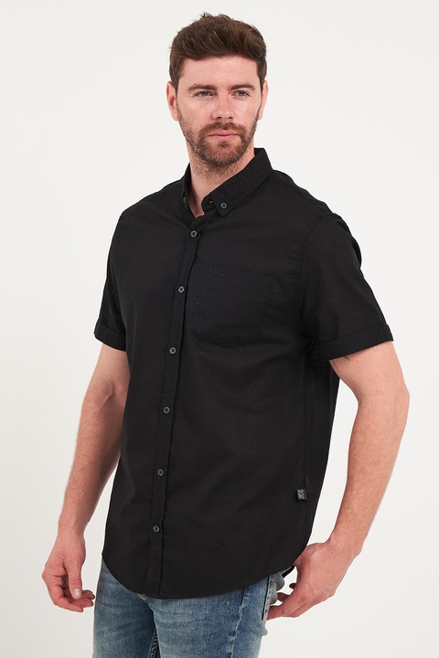 Lee Cooper, Camasa din bumbac cu maneci scurte, Negru
