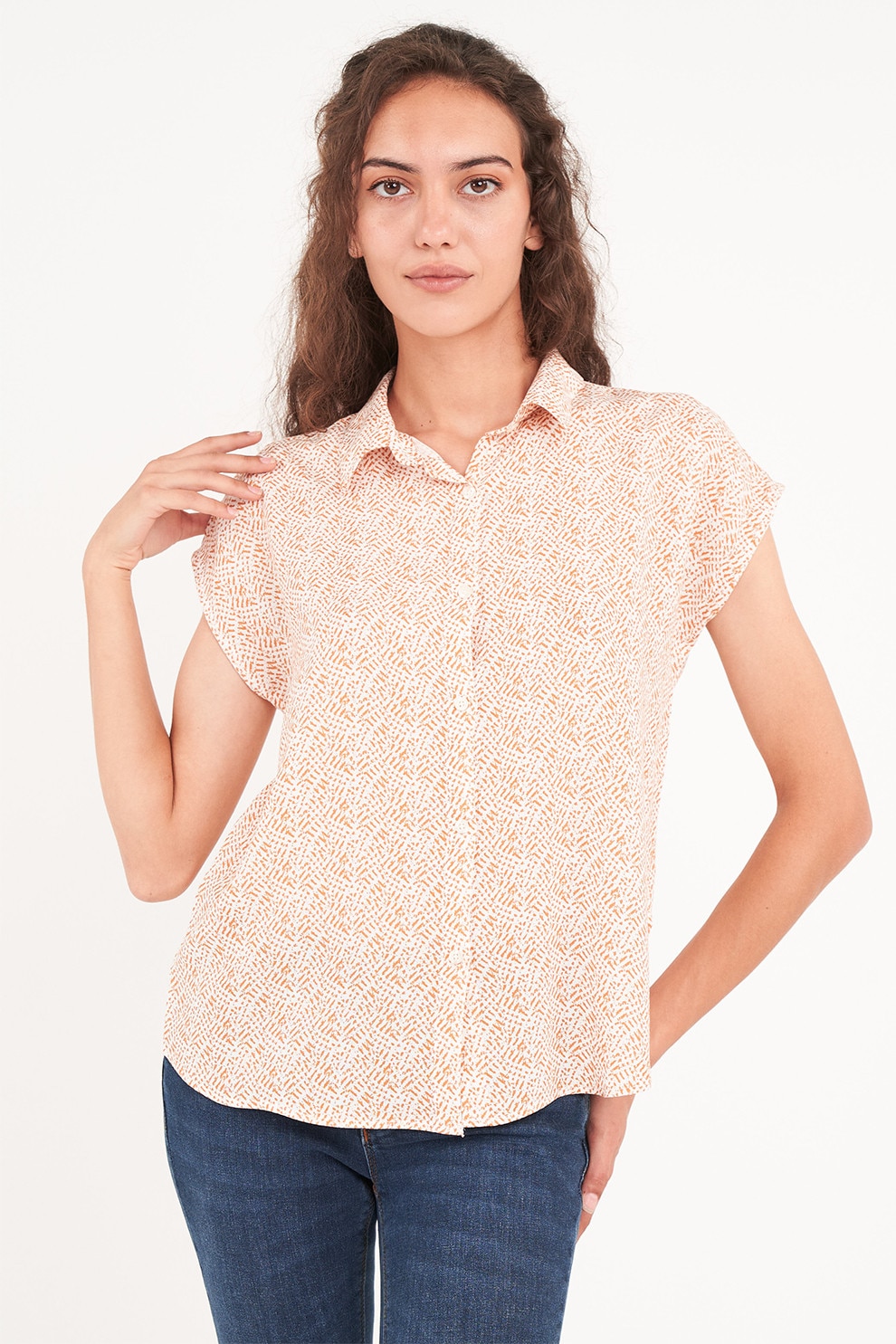 Lee Cooper, Camasa cu maneci scurte si model, Bej, XS