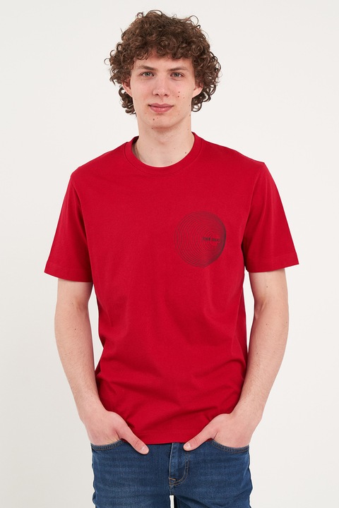 KVL by KENVELO, Tricou cu decolteu la baza gatului si imprimeu grafic, Rosu/Negru