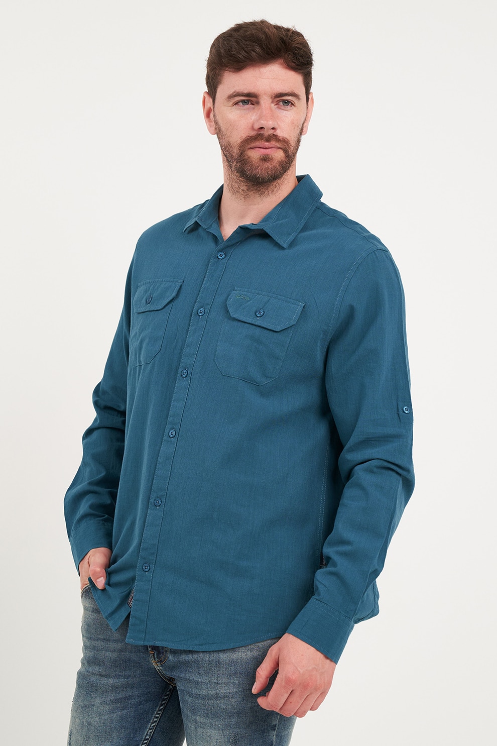 Lee Cooper, Camasa cu buzunare pe piept, Albastru petrol, L
