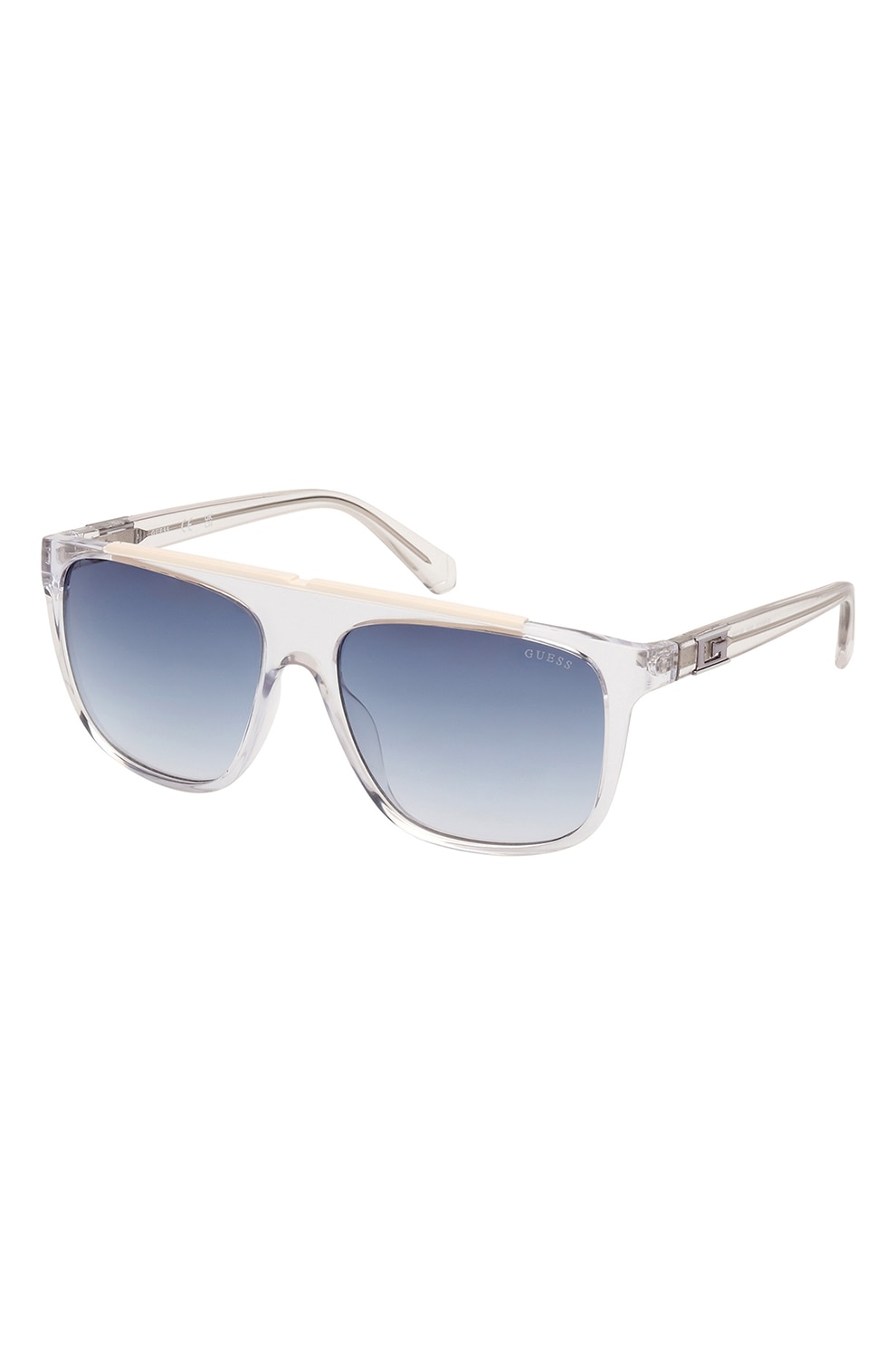 Guess, Ochelari de soare cu lentile in degrade, Bej deschis, Transparent, 58-16-140