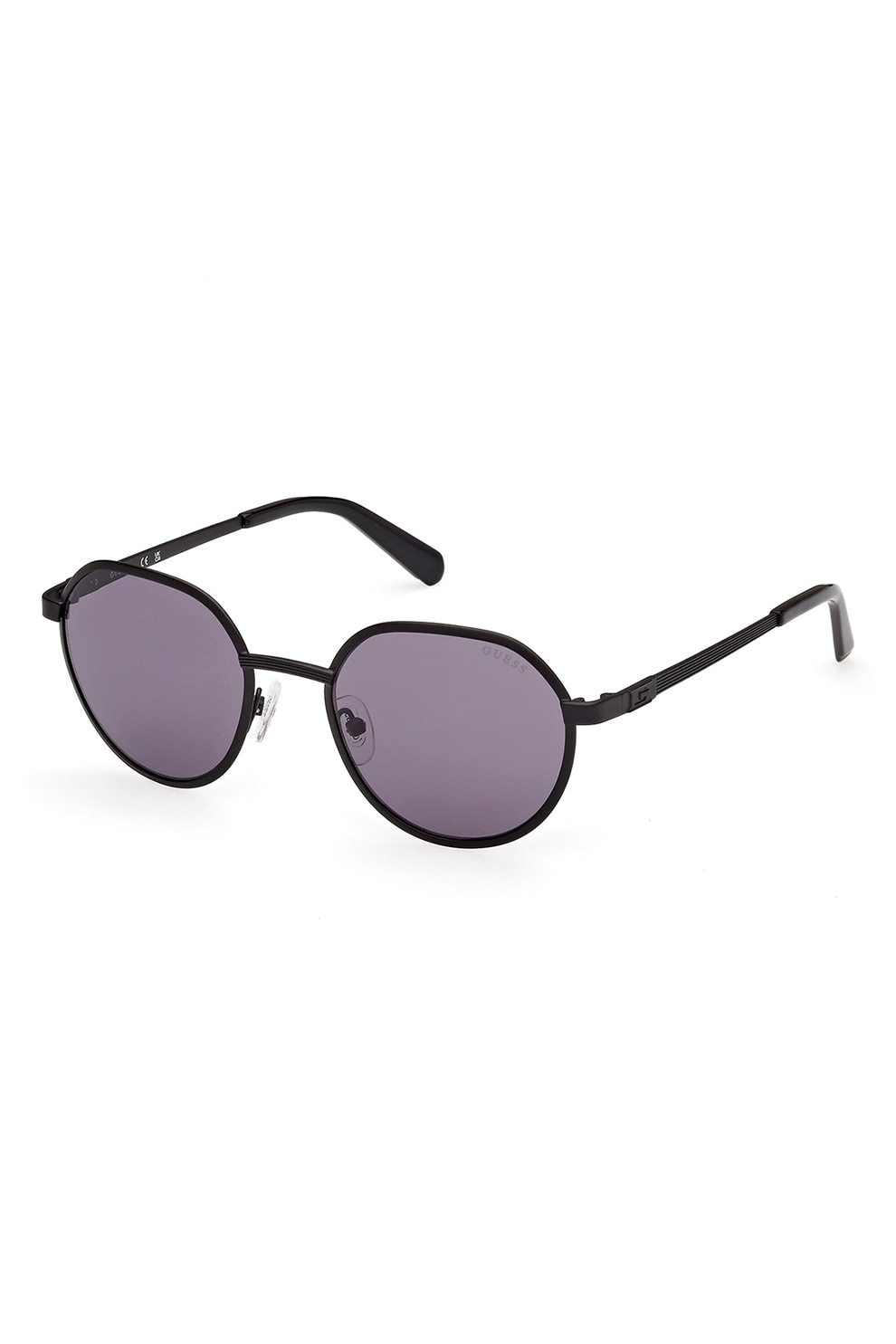 GUESS, Ochelari de soare rotunzi cu lentile uni, Negru, 51-20-145