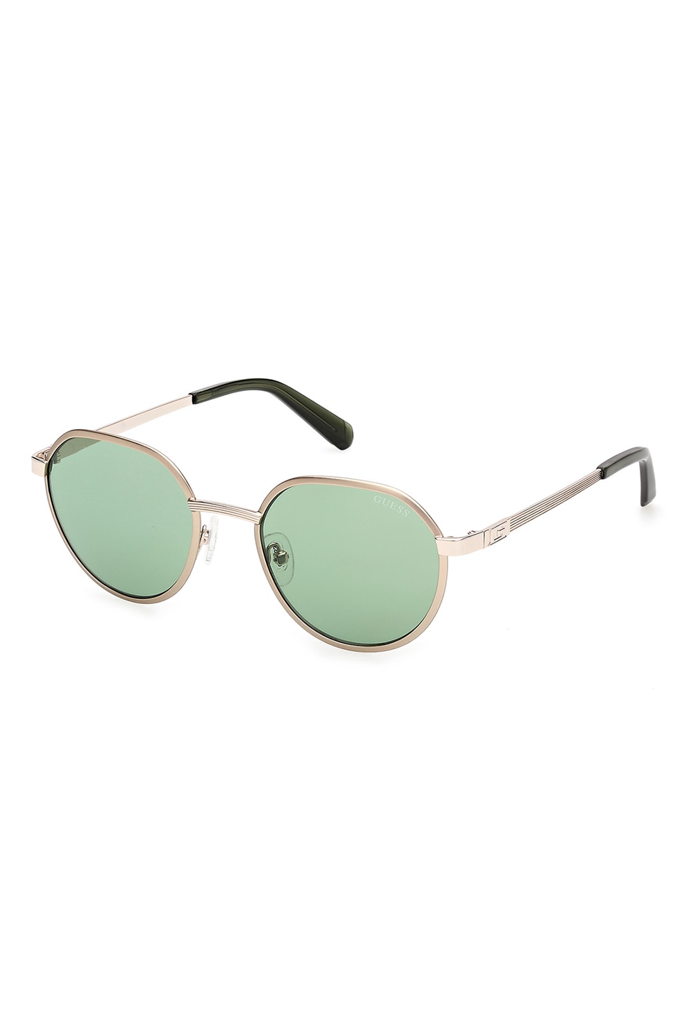 GUESS, Ochelari de soare rotunzi cu lentile uni, Auriu, Verde padure, 51-20-145
