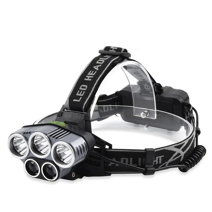 SWAREY LED челник, 8000 лумена, 5 светодиода, 6 режима на осветление, водоустойчив, презареждаем