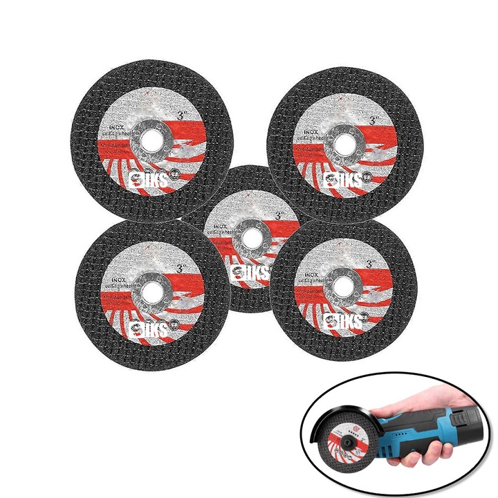 5 db-os pótpenge készlet SIKS sarokcsiszolóhoz tárcsaméret 76 mm, Mini Flex hordozható elektromos csiszológéphez, 3 hüvelyk, fekete