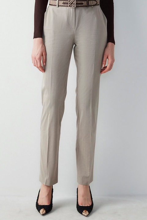 Ipekyol, Pantaloni eleganti cu doua buzunare oblice frontale, Maro taupe deschis, 36