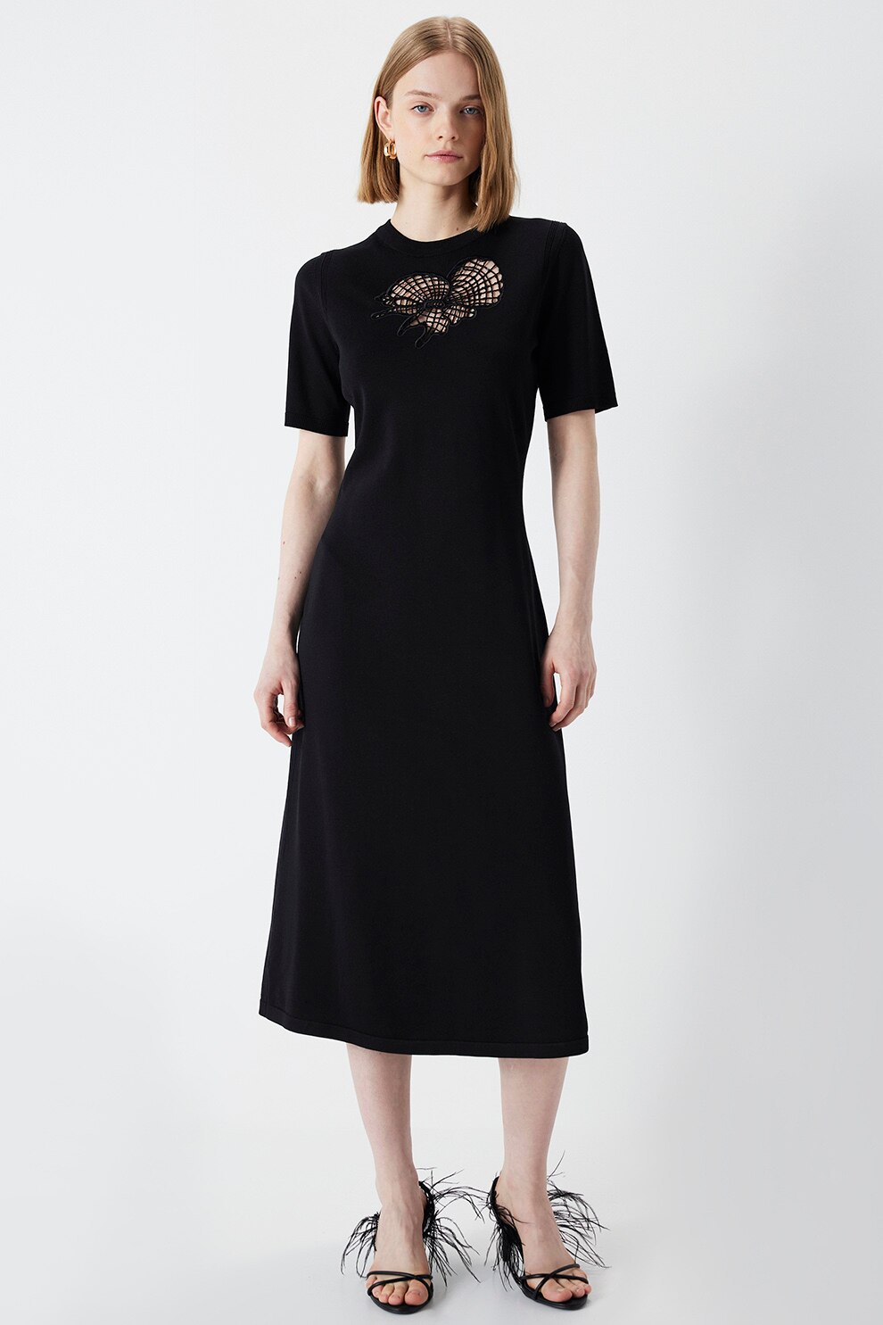 Ipekyol, Rochie midi cu detalii cu decupaje, Negru, 36
