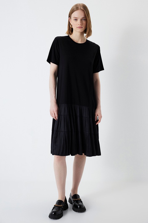 Ipekyol, Rochie midi dreapta cu decolteu rotund, Negru, 34